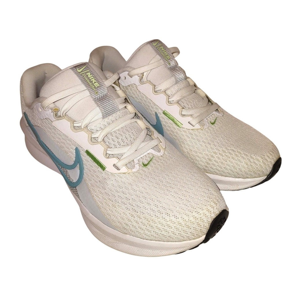Nike Downshifter 13 Womens White Blue Running Shoes FD6476-102 Size 6.5 Athletic